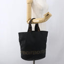 FENDI Hand Bag Nylon Black Gold Auth fm5150-19