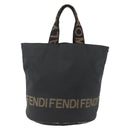 FENDI Hand Bag Nylon Black Gold Auth fm5150-13