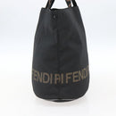 FENDI Hand Bag Nylon Black Gold Auth fm5150-3