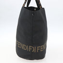FENDI Hand Bag Nylon Black Gold Auth fm5150-4