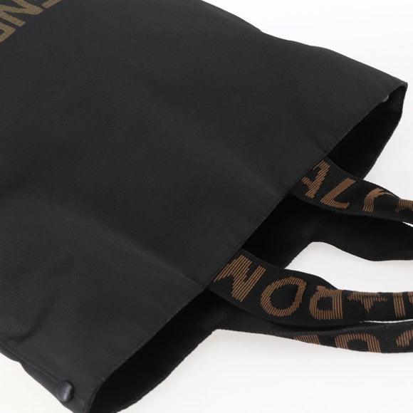 FENDI Hand Bag Nylon Black Gold Auth fm5150