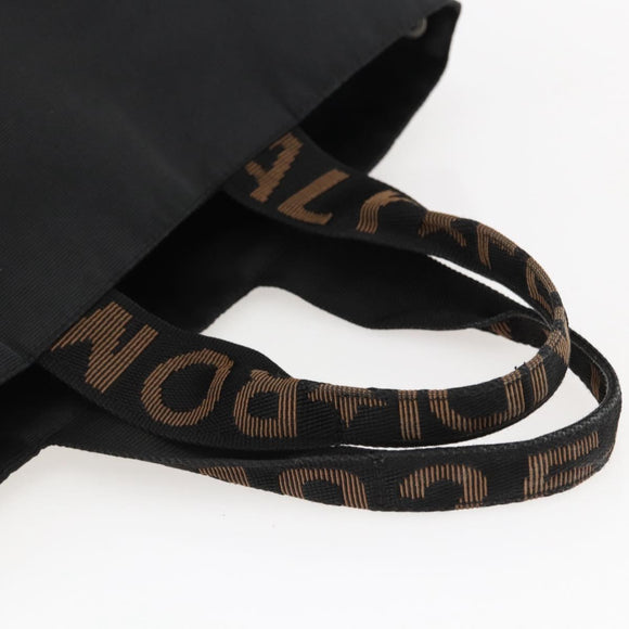 FENDI Hand Bag Nylon Black Gold Auth fm5150