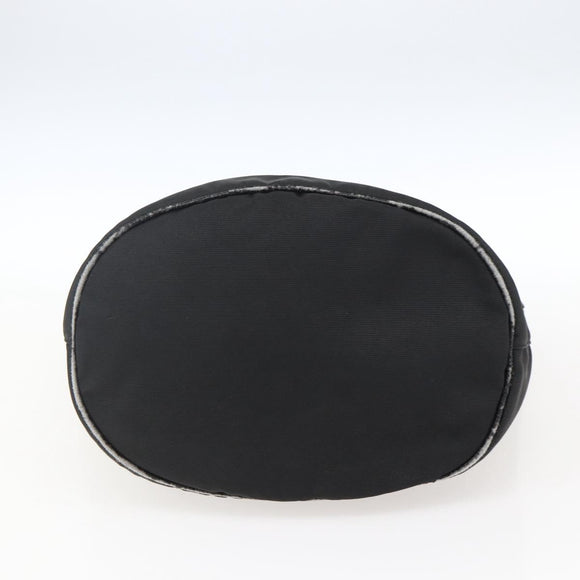 FENDI Hand Bag Nylon Black Gold Auth fm5150