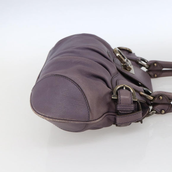 Salvatore Ferragamo Gancini Tote Bag Leather Purple Auth fm5151