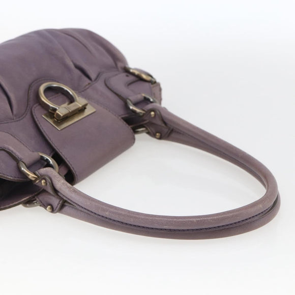Salvatore Ferragamo Gancini Tote Bag Leather Purple Auth fm5151