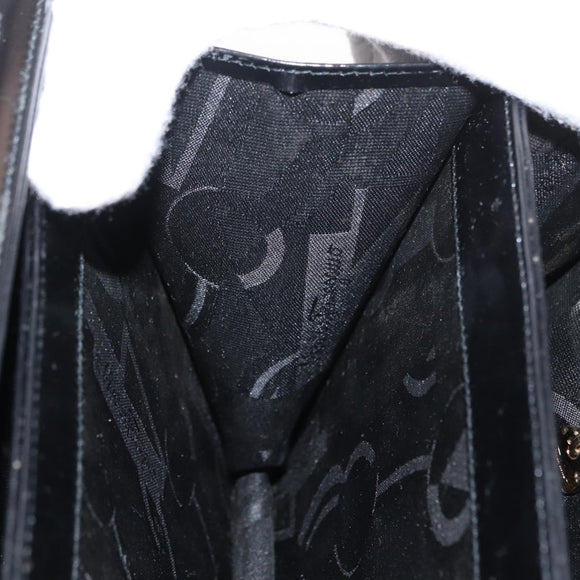 Salvatore Ferragamo Gancini Tote Bag Leather Black Gold Auth fm5152