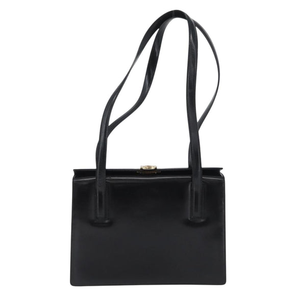 Salvatore Ferragamo Gancini Tote Bag Leather Black Gold Auth fm5152