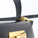 Salvatore Ferragamo Gancini Hand Bag Leather 2way Navy Gold Auth fm5153-9