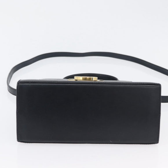 Salvatore Ferragamo Gancini Hand Bag Leather 2way Navy Gold Auth fm5153