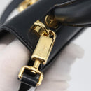 Salvatore Ferragamo Gancini Hand Bag Leather 2way Navy Gold Auth fm5153-20