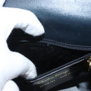 Salvatore Ferragamo Gancini Hand Bag Leather 2way Navy Gold Auth fm5153-29