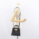 Salvatore Ferragamo Gancini Hand Bag Leather 2way Navy Gold Auth fm5153-30