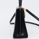 Salvatore Ferragamo Gancini Hand Bag Leather 2way Navy Gold Auth fm5153-4