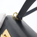 Salvatore Ferragamo Gancini Hand Bag Leather 2way Navy Gold Auth fm5153-8