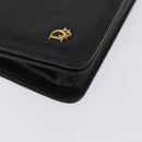 Christian Dior Chain Shoulder Bag Leather Black Gold Auth fm5154-9