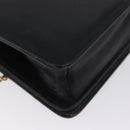 Christian Dior Chain Shoulder Bag Leather Black Gold Auth fm5154-15