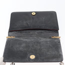 Christian Dior Chain Shoulder Bag Leather Black Gold Auth fm5154-10