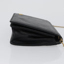Christian Dior Chain Shoulder Bag Leather Black Gold Auth fm5154-3