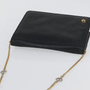 Christian Dior Chain Shoulder Bag Leather Black Gold Auth fm5154-6