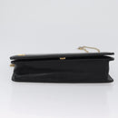 Christian Dior Chain Shoulder Bag Leather Black Gold Auth fm5154-5