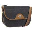 Christian Dior Honeycomb Canvas Shoulder Bag PVC Black Gold Auth fm5155-1