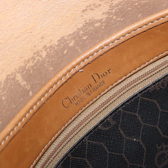 Christian Dior Honeycomb Canvas Shoulder Bag PVC Black Gold Auth fm5155