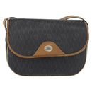 Christian Dior Honeycomb Canvas Shoulder Bag PVC Black Gold Auth fm5155-2
