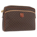 CELINE Macadam Canvas Pouch PVC Leather Brown Gold Auth fm5156-1