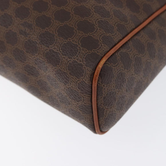 CELINE Macadam Canvas Pouch PVC Leather Brown Gold Auth fm5156