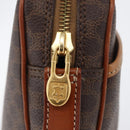 CELINE Macadam Canvas Pouch PVC Leather Brown Gold Auth fm5156-17