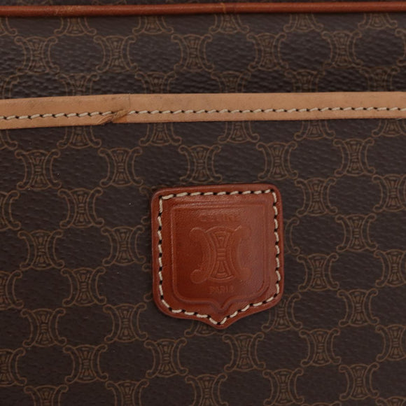CELINE Macadam Canvas Pouch PVC Leather Brown Gold Auth fm5156