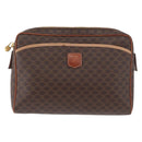 CELINE Macadam Canvas Pouch PVC Leather Brown Gold Auth fm5156-13