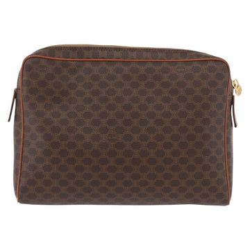 CELINE Macadam Canvas Pouch PVC Leather Brown Gold Auth fm5156 - 0