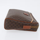 CELINE Macadam Canvas Pouch PVC Leather Brown Gold Auth fm5156-3