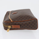 CELINE Macadam Canvas Pouch PVC Leather Brown Gold Auth fm5156-4