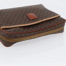 CELINE Macadam Canvas Pouch PVC Leather Brown Gold Auth fm5156-5