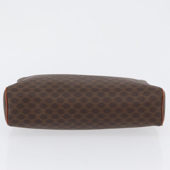 CELINE Macadam Canvas Pouch PVC Leather Brown Gold Auth fm5156