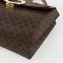 CELINE Macadam Canvas Circle Shoulder Bag PVC Leather Brown Gold Auth fm5157-15
