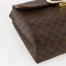 CELINE Macadam Canvas Circle Shoulder Bag PVC Leather Brown Gold Auth fm5157-16