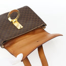 CELINE Macadam Canvas Circle Shoulder Bag PVC Leather Brown Gold Auth fm5157-10
