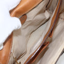 CELINE Macadam Canvas Circle Shoulder Bag PVC Leather Brown Gold Auth fm5157-11