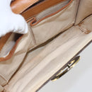 CELINE Macadam Canvas Circle Shoulder Bag PVC Leather Brown Gold Auth fm5157-25