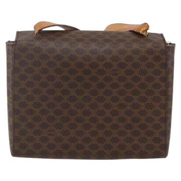 CELINE Macadam Canvas Circle Shoulder Bag PVC Leather Brown Gold Auth fm5157 - 0