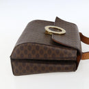 CELINE Macadam Canvas Circle Shoulder Bag PVC Leather Brown Gold Auth fm5157-4