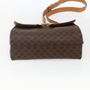 CELINE Macadam Canvas Circle Shoulder Bag PVC Leather Brown Gold Auth fm5157-5