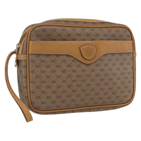 GUCCI Micro GG Supreme Clutch Bag PVC Beige Gold 014 58 0097 Auth fm5160