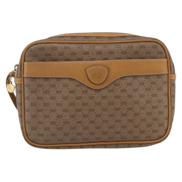 GUCCI Micro GG Supreme Clutch Bag PVC Beige Gold 014 58 0097 Auth fm5160