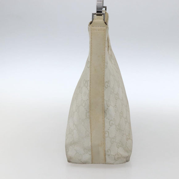 GUCCI GG Canvas Guccissima Bag Suede Light Beige Silver 000 0602 Auth fm5161