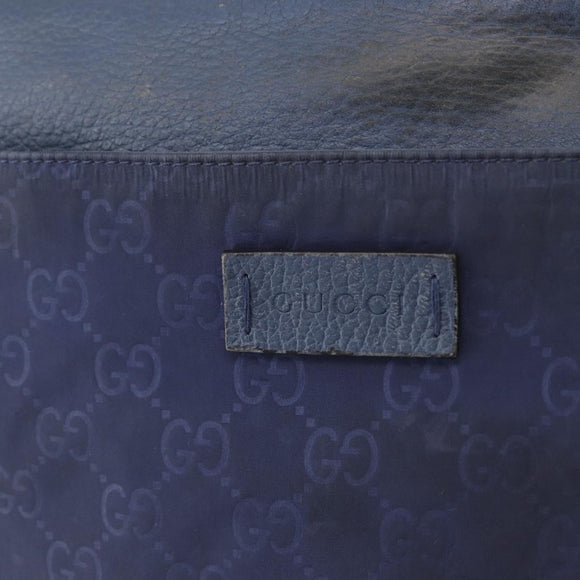 GUCCI GG Canvas Shoulder Bag Nylon Leather Blue Silver 510342 Auth fm5162