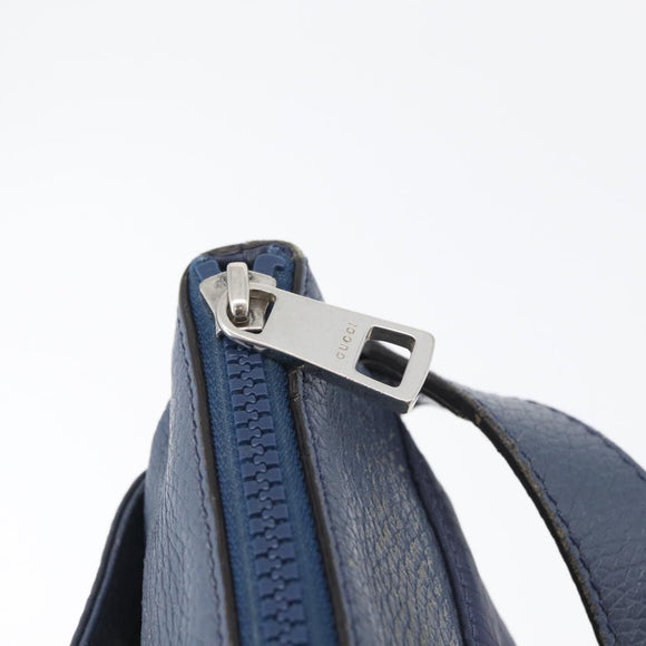 GUCCI GG Canvas Shoulder Bag Nylon Leather Blue Silver 510342 Auth fm5162